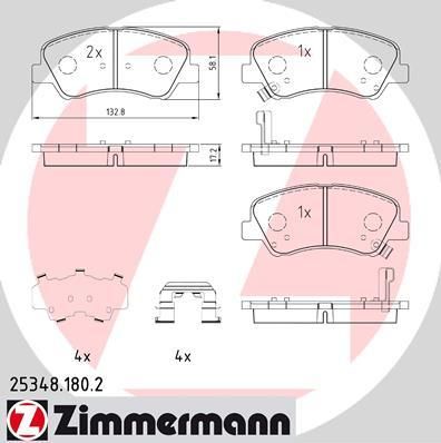 ZIMMERMANN Колодки тормозные пер. Hyundai, Kia ACCENT IV (RB) 1.4 11.2010 - (25348.180.2)