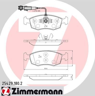 Zimmermann 25429.180.2 комплект тормозных колодок, дисковый тормоз на FIAT PUNTO (199)