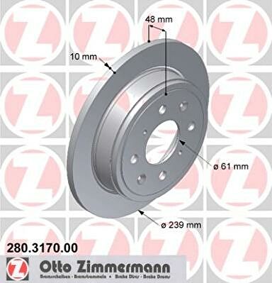 Zimmermann 280.3170.00 тормозной диск на HONDA CONCERTO (HW, MA)