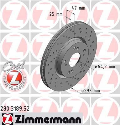Zimmermann 280.3189.52 тормозной диск на HONDA CIVIC IX (FK)