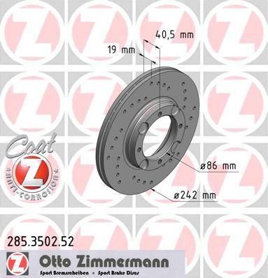 Zimmermann 285.3502.52 тормозной диск на HYUNDAI ACCENT I (X-3)