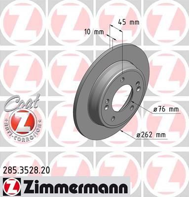 Zimmermann 285.3528.20 тормозной диск на HYUNDAI i30 (GD)