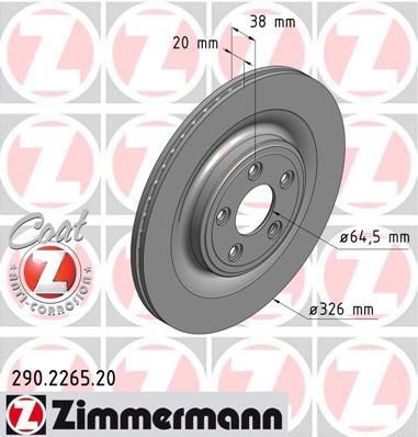 ZIMMERMANN Торм.диск зад.[326x20] 5 отв.[min2] (290.2265.20)