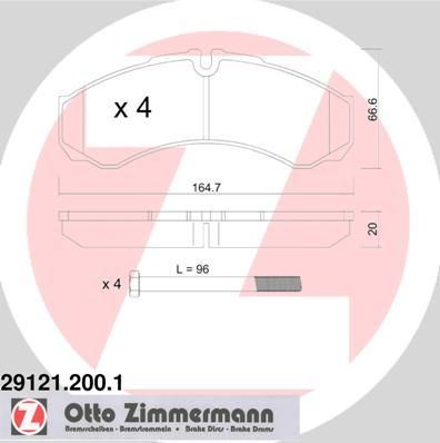 Zimmermann 29121.200.1 комплект тормозных колодок, дисковый тормоз на RENAULT TRUCKS MASCOTT c бортовой платформой/ходовая часть