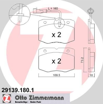 Zimmermann 29139.180.1 комплект тормозных колодок, дисковый тормоз на IVECO DAILY II фургон/универсал