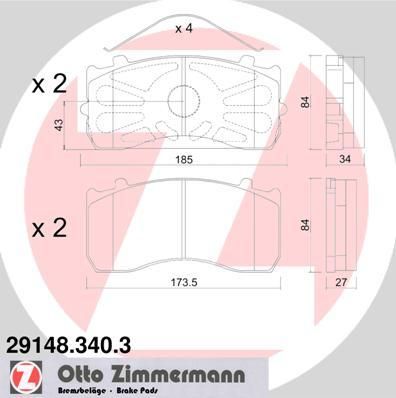 Zimmermann 29148.340.3 комплект тормозных колодок, дисковый тормоз на MERCEDES-BENZ ATEGO 2