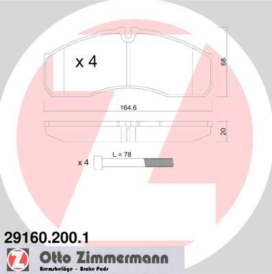 Zimmermann 29160.200.1 комплект тормозных колодок, дисковый тормоз на RENAULT TRUCKS MASCOTT c бортовой платформой/ходовая часть