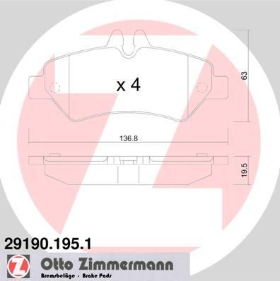 ZIMMERMANN Комплект тормозных колодок, диско (29190.195.1)