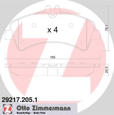 ZIMMERMANN Комплект тормозных колодок, диско (29217.205.1)