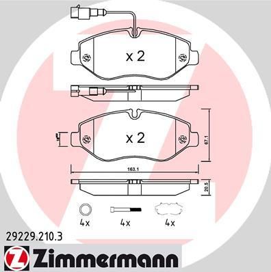 Zimmermann 29229.210.3 комплект тормозных колодок, дисковый тормоз на NISSAN CABSTAR