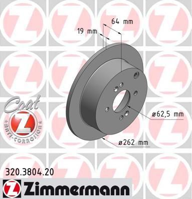 Zimmermann 320.3804.20 тормозной диск на HYUNDAI ACCENT III седан (MC)