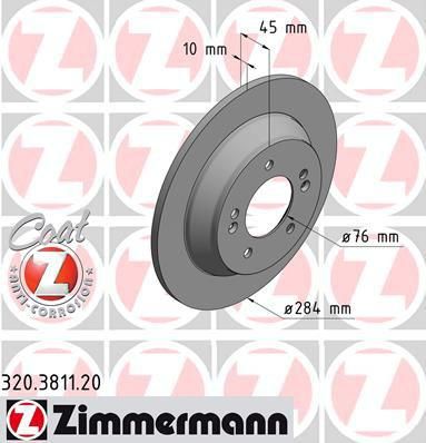 Zimmermann 320.3811.20 тормозной диск на KIA CARENS IV