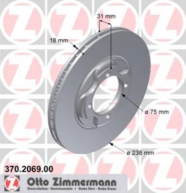 Zimmermann 370.2069.00 тормозной диск на MAZDA 323 III Hatchback (BF)