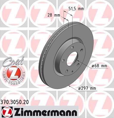 Zimmermann 370.3050.20 тормозной диск на MAZDA CX-5 (KE, GH)