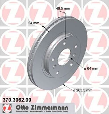 Zimmermann 370.3062.00 тормозной диск на MAZDA 626 III Station Wagon (GV)