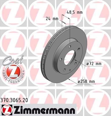 Zimmermann 370.3065.20 тормозной диск на MAZDA 626 V Hatchback (GF)