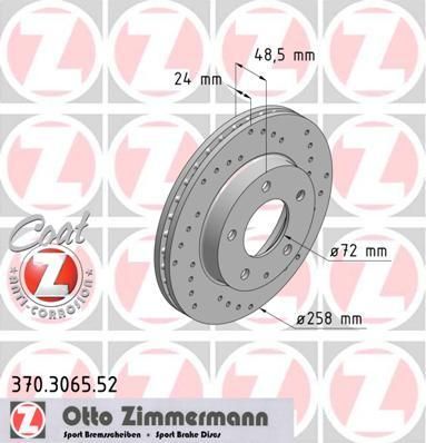 Zimmermann 370.3065.52 тормозной диск на MAZDA 626 V Hatchback (GF)