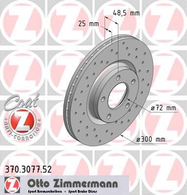 ZIMMERMANN ДИСК ТОРМ BS MAZDA 3/5 03-> SPORT Coat Z beschichtet (370307752)