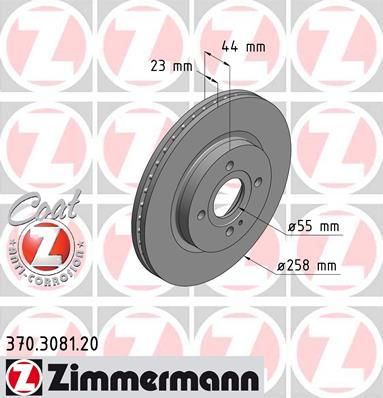 Zimmermann 370.3081.20 тормозной диск на MAZDA 2 (DE)