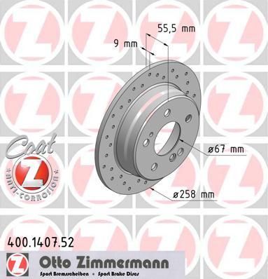Zimmermann 400.1407.52 тормозной диск на MERCEDES-BENZ 190 (W201)