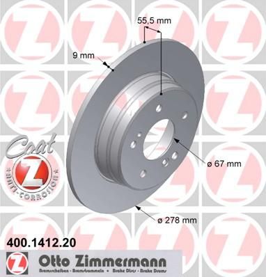 Zimmermann 400.1412.20 тормозной диск на MERCEDES-BENZ CLK (C208)