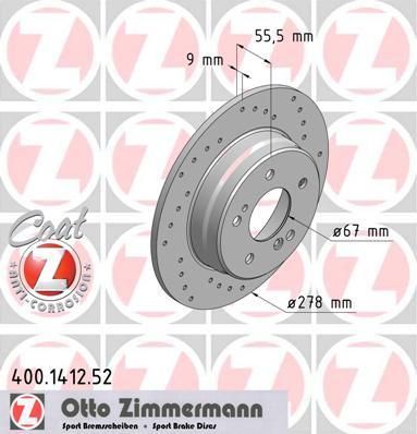 Zimmermann 400.1412.52 тормозной диск на MERCEDES-BENZ CLK (C208)