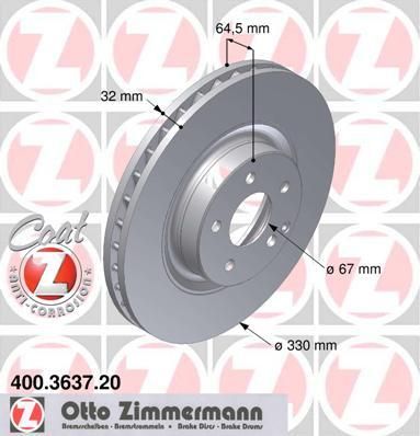 ZIMMERMANN ДИСК ТОРМ MER W 211 330*32 F 03/08->> (400363720)