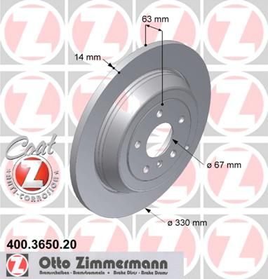 ZIMMERMANN Торм.диск зад.[330x14] 5 отв.[min2] Coat Z (400.3650.20)