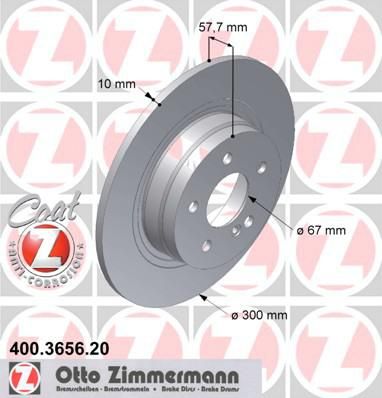 Zimmermann 400.3656.20 тормозной диск на MERCEDES-BENZ C-CLASS (W204)