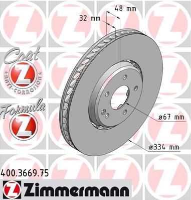 Zimmermann 400.3669.75 тормозной диск на MERCEDES-BENZ E-CLASS универсал (S210)