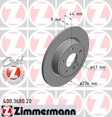 Zimmermann 400.3680.20 тормозной диск на MERCEDES-BENZ B-CLASS (W246, W242)