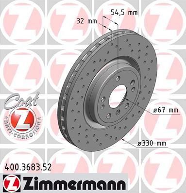 Zimmermann 400.3683.52 тормозной диск на MERCEDES-BENZ GLE (W166)