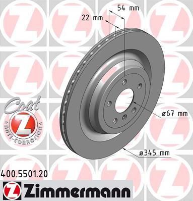 Zimmermann 400.5501.20 тормозной диск на MERCEDES-BENZ GLE (W166)