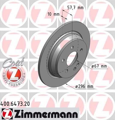 Zimmermann 400.6473.20 тормозной диск на MERCEDES-BENZ VIANO (W639)
