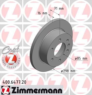 Zimmermann 400.6477.20 тормозной диск на MERCEDES-BENZ SPRINTER 3,5-t c бортовой платформой/ходовая часть (906)