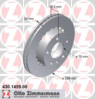 Zimmermann 430.1459.00 тормозной диск на OPEL OMEGA A (16_, 17_, 19_)