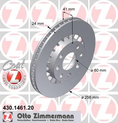 Zimmermann 430.1461.20 тормозной диск на OPEL KADETT E кабрио (43B_)