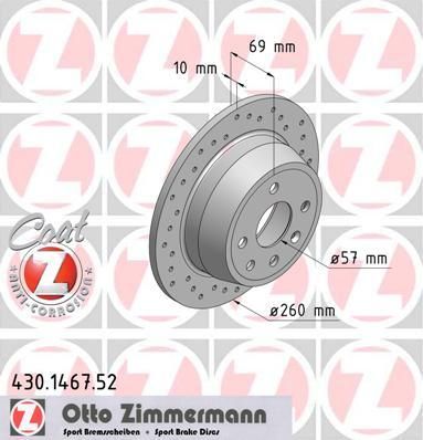 Zimmermann 430.1467.52 тормозной диск на OPEL ASTRA F универсал (51_, 52_)