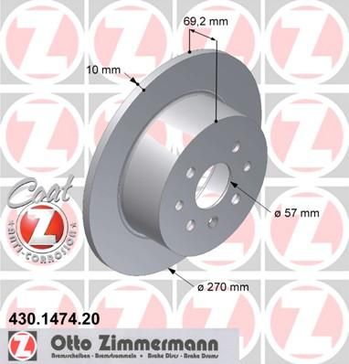 Zimmermann 430.1474.20 тормозной диск на OPEL VECTRA B универсал (31_)