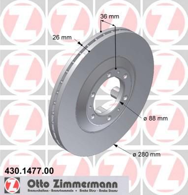 Zimmermann 430.1477.00 тормозной диск на OPEL FRONTERA B (6B_)