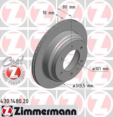 Zimmermann 430.1480.20 тормозной диск на OPEL FRONTERA B (6B_)