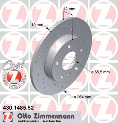 ZIMMERMANN ДИСК ТОРМ BS OPEL SPORT ohne ABE Coat Z (430148552)