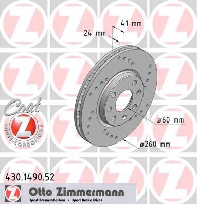 Zimmermann 430.1490.52 тормозной диск на OPEL COMBO Tour