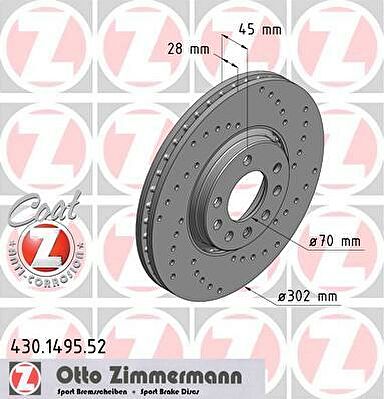 Zimmermann 430.1495.52 тормозной диск на OPEL VECTRA C универсал