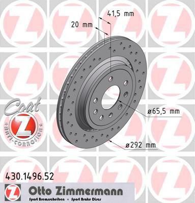 Zimmermann 430.1496.52 тормозной диск на SAAB 9-3 (YS3F)