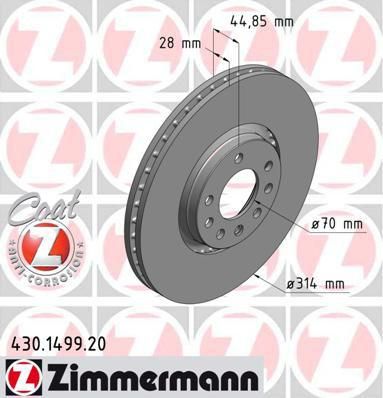 Zimmermann 430.1499.20 тормозной диск на SAAB 9-3 (YS3F)