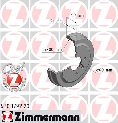 Zimmermann 430.1792.20 тормозной барабан на OPEL KARL