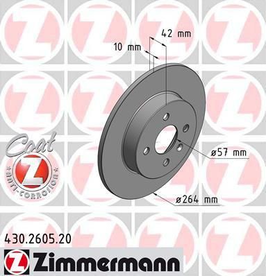 Zimmermann 430.2605.20 тормозной диск на OPEL COMBO Tour