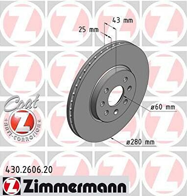 Zimmermann 430.2606.20 тормозной диск на OPEL ASTRA H универсал (L35)