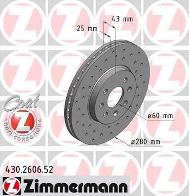 Zimmermann 430.2606.52 тормозной диск на OPEL ASTRA H универсал (L35)